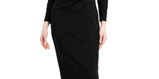 Vestido metálico justo feminino Anne Klein, preto, tamanho 14