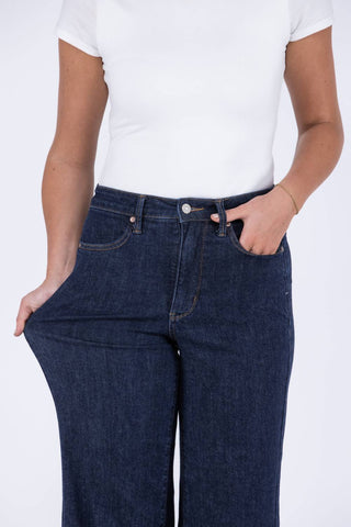 Judy Blue - Calça jeans vintage blues com cintura alta e controle de barriga, perna larga