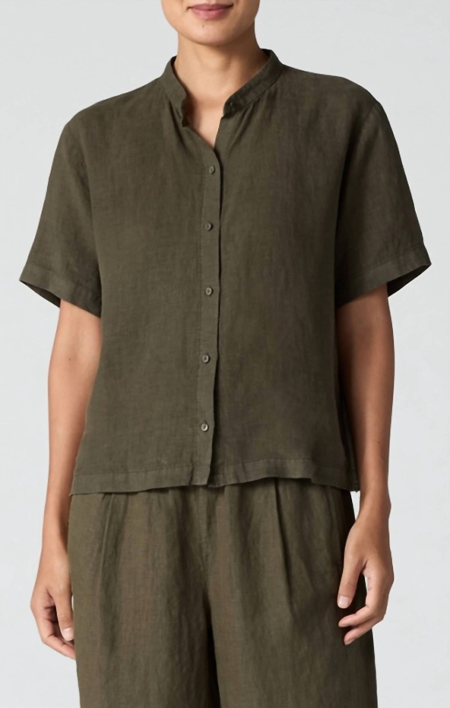 Eileen Fisher - Mandarin Collar Short SLV shirt