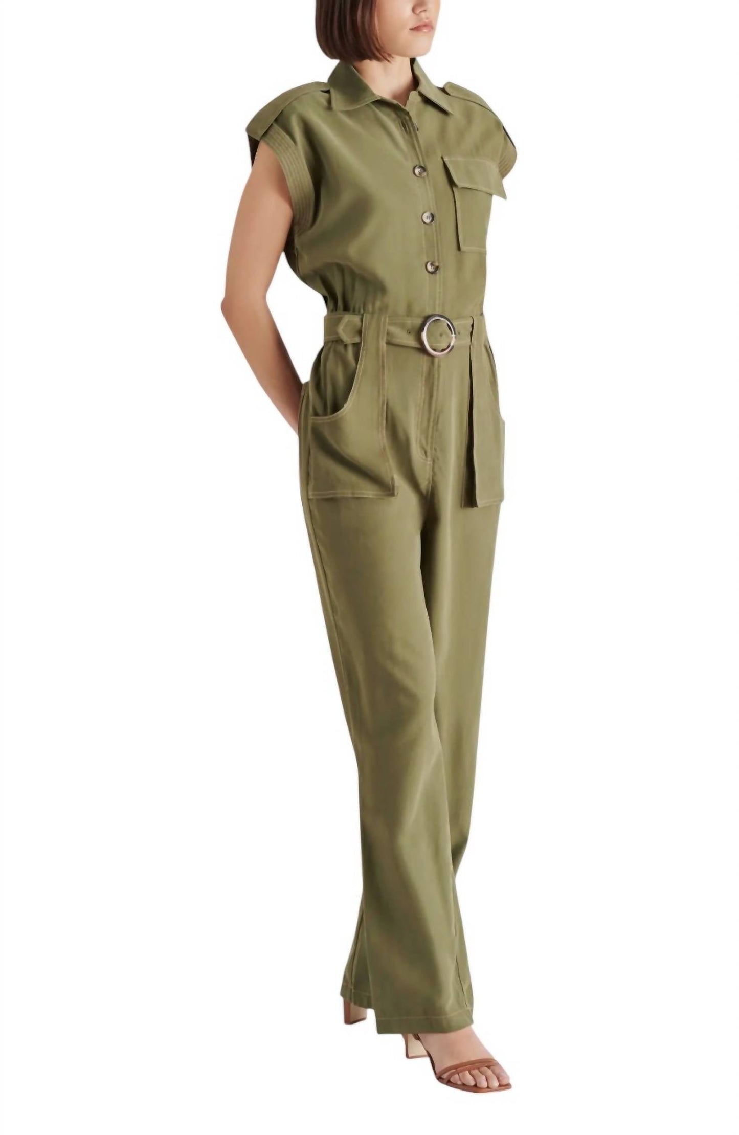 Steve Madden - Gene Jumpsuit with Belt and Utility Pockets