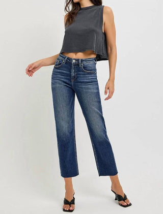 Risen - Tummy Control High Rise Crop Straight Jeans