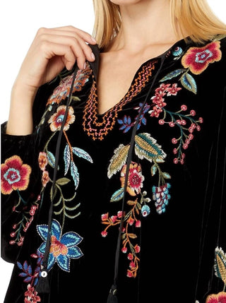 Johnny Was - Blusa Relaxada de Veludo Ardell