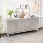 4 Door Cabinet With Adjustable Shelves, Large Storage For Living Room - Champagne
