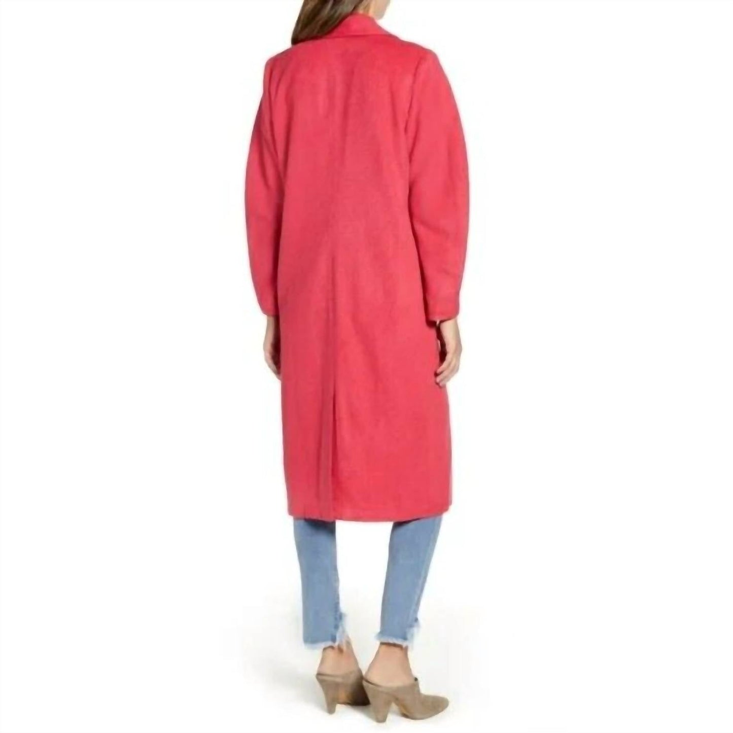 Leith - Single Button Belted Salmon Barbiecoro Oversized Jacket