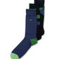 Pacote com 3 meias estampadas masculinas Perry Ellis, azul, tamanho regular