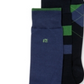 Pacote com 3 meias estampadas masculinas Perry Ellis, azul, tamanho regular