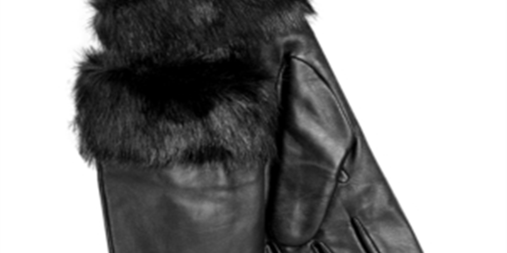 Luvas femininas Charter Club de couro com punho falso, pretas, tamanho regular