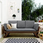 TOPMAX Outdoor Adjustable Patio Wooden Daybed Sofa Chaise Lounge with Cushions