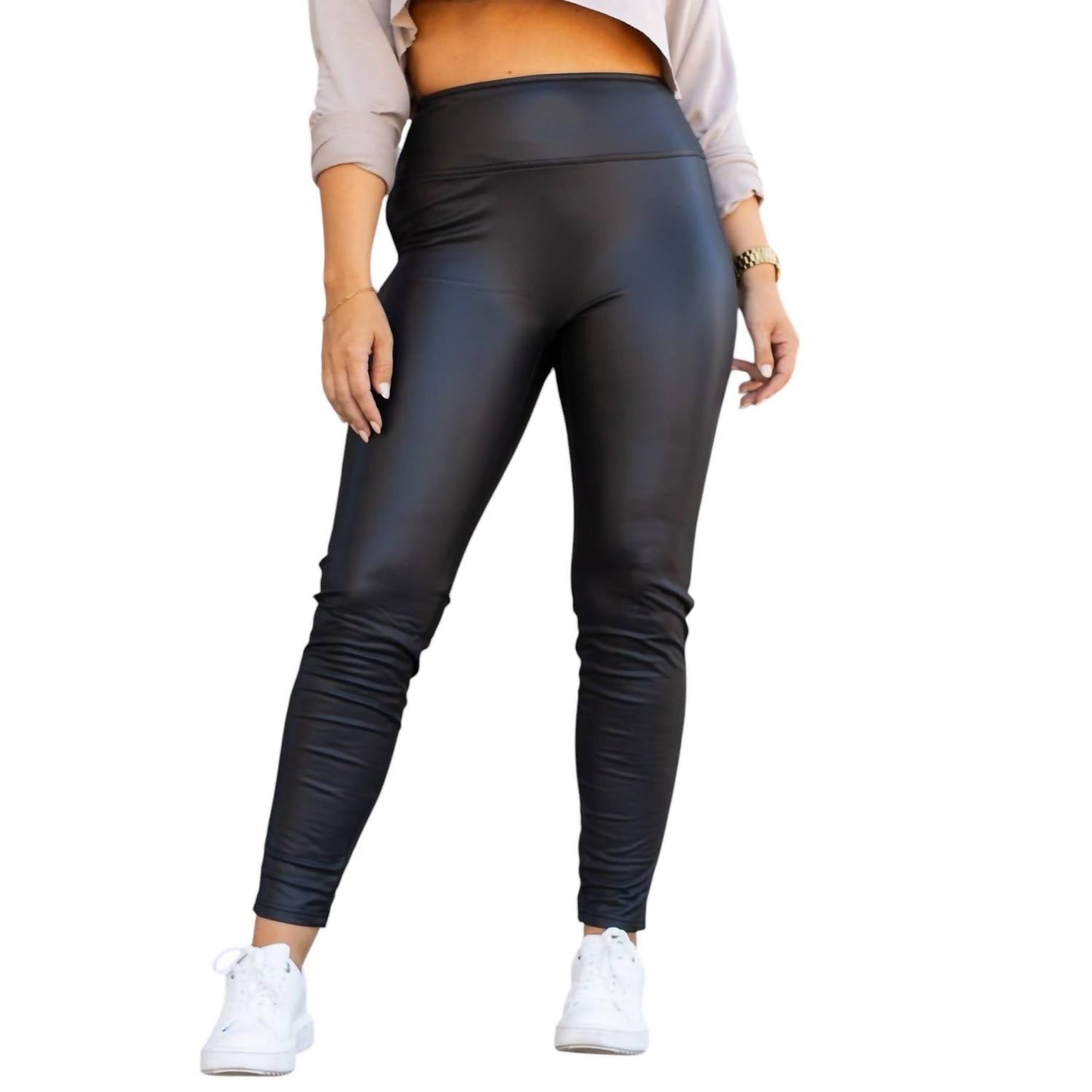 Julia Rose - Farrah High-Waisted Faux Leather Leggings