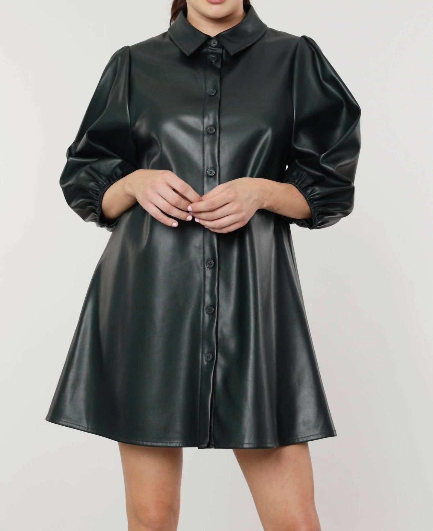 Dolce Cabo - Everywhere Leather Dress with Puff Sleeves
