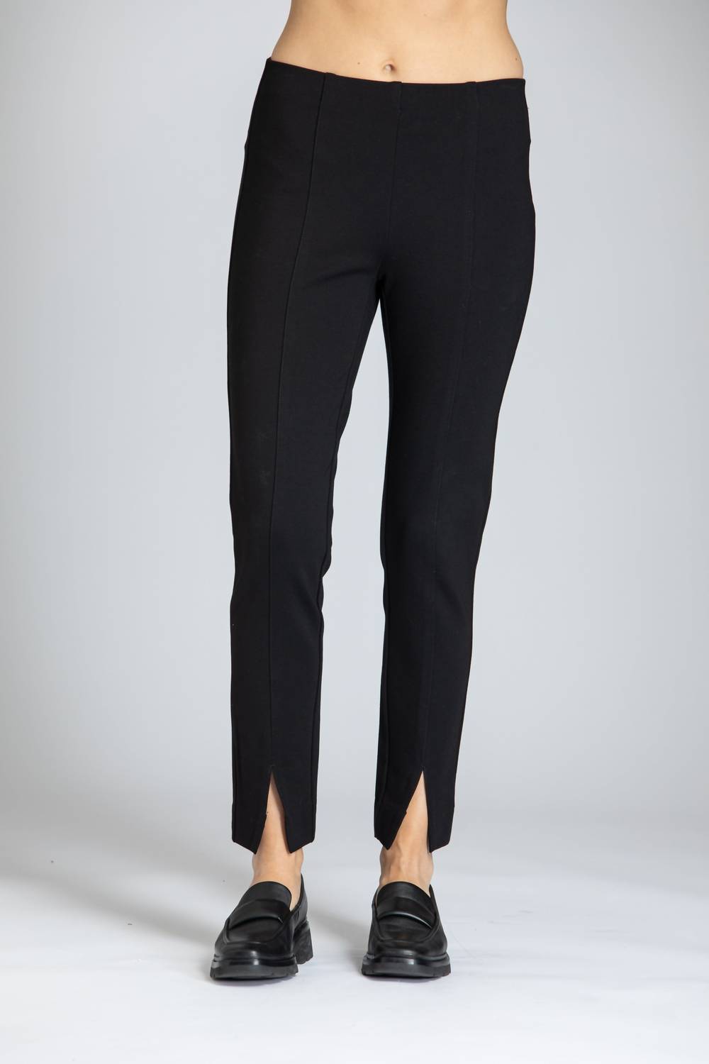 Apny - Pull-on Ponte Pants With Split Hem