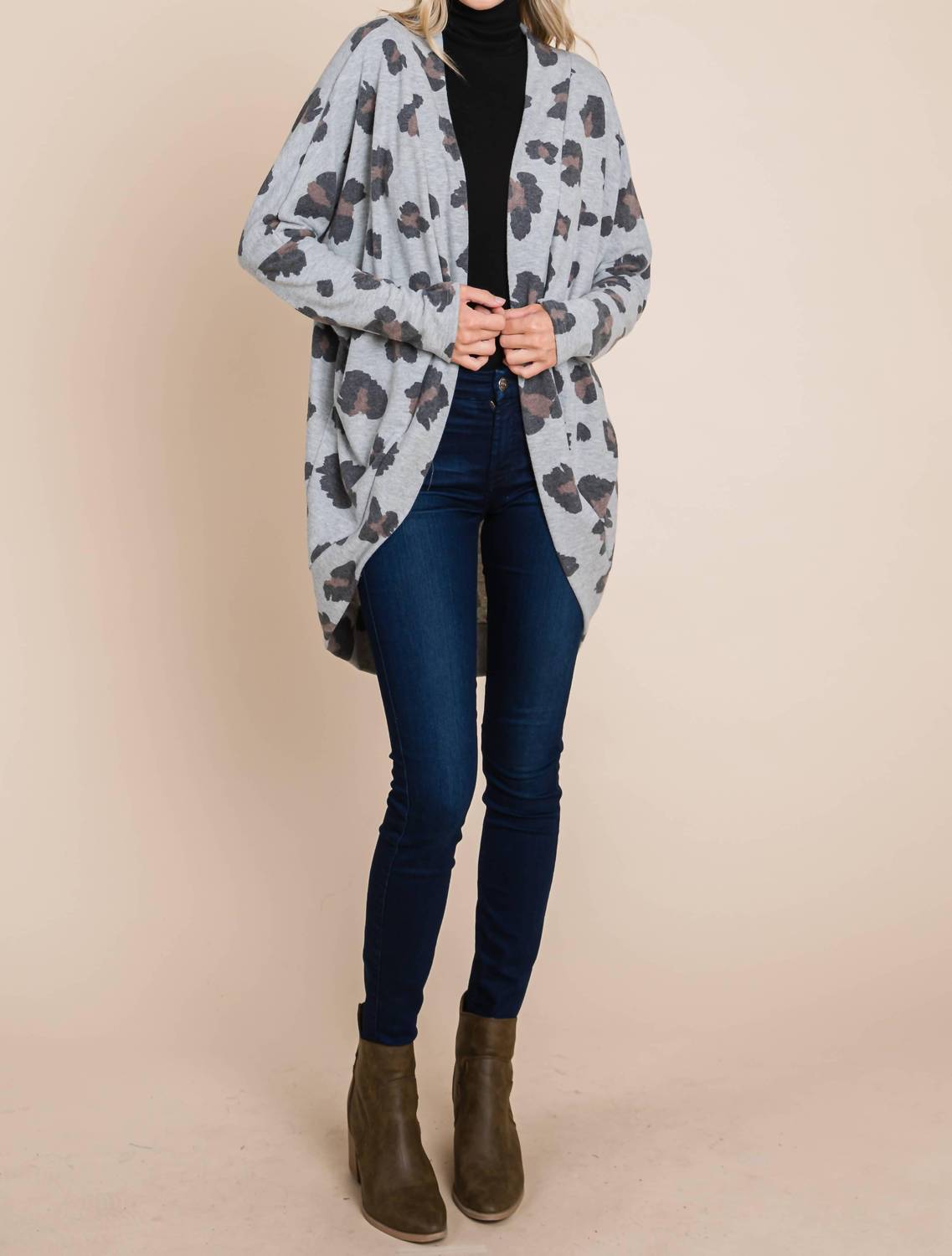 Bombom - Animal Print Knit Cardigan