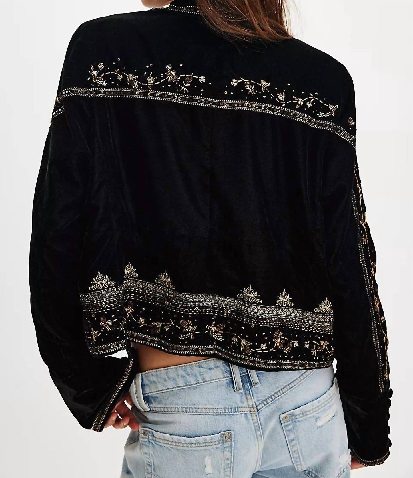 Free People - Maxxie Embellished Velvet Jacket