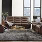 Aashi Leather Gel Match 3 Piece Recliner Living Room Set - Brown