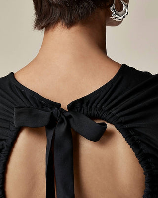 J.Crew - Blusa de manga bufante com costas abertas em mistura de algodão elástico