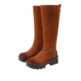 Sam Edelman - Botas femininas de salto grosso com fivela Carter e detalhes até o joelho