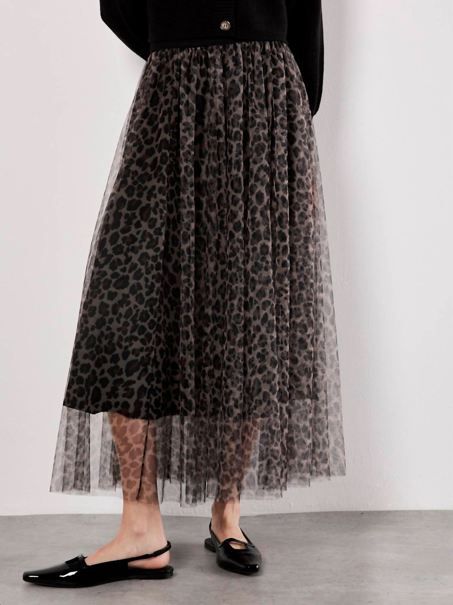 Apricot - Leopard Tulle Skirt