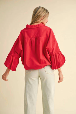 &Merci - Button Down Bubble Sleeve Top