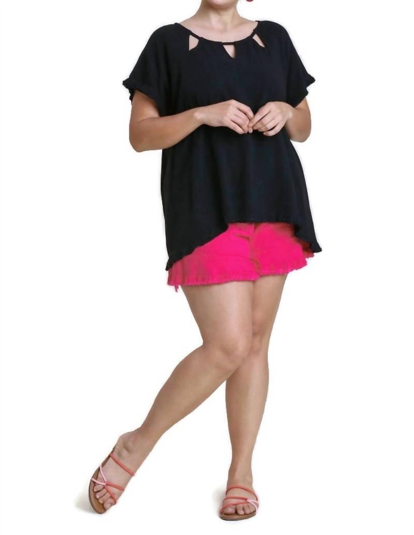 Umgee - Cut Out Frayed Fringe Top