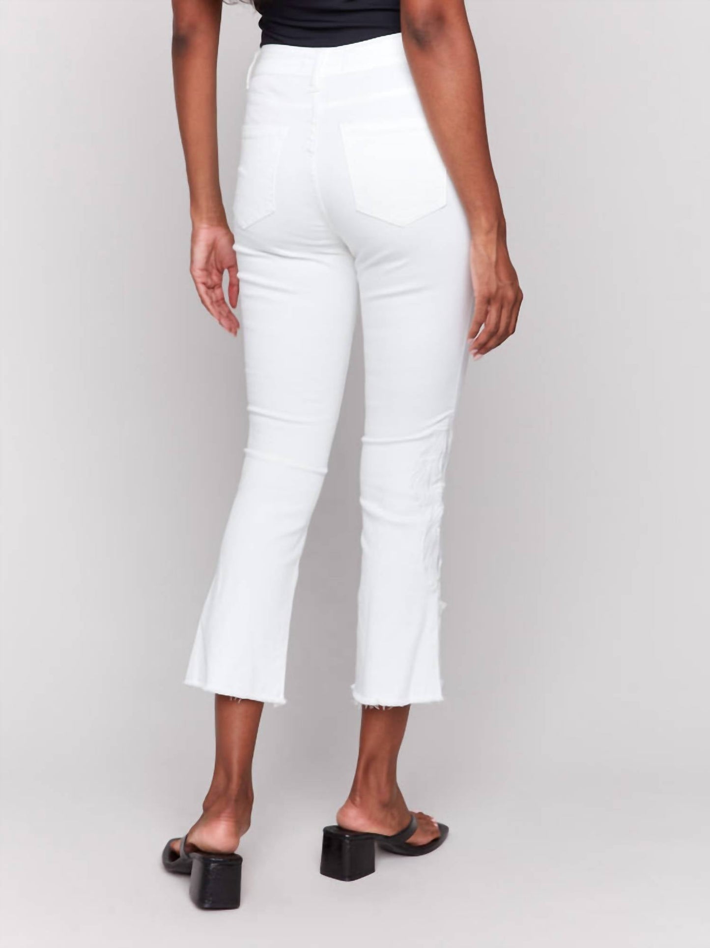 Charlie B - Tulip Hem Embroidered Bootcut Twill Pants
