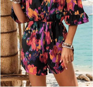 Ninexis - Off-shoulder Printed Romper