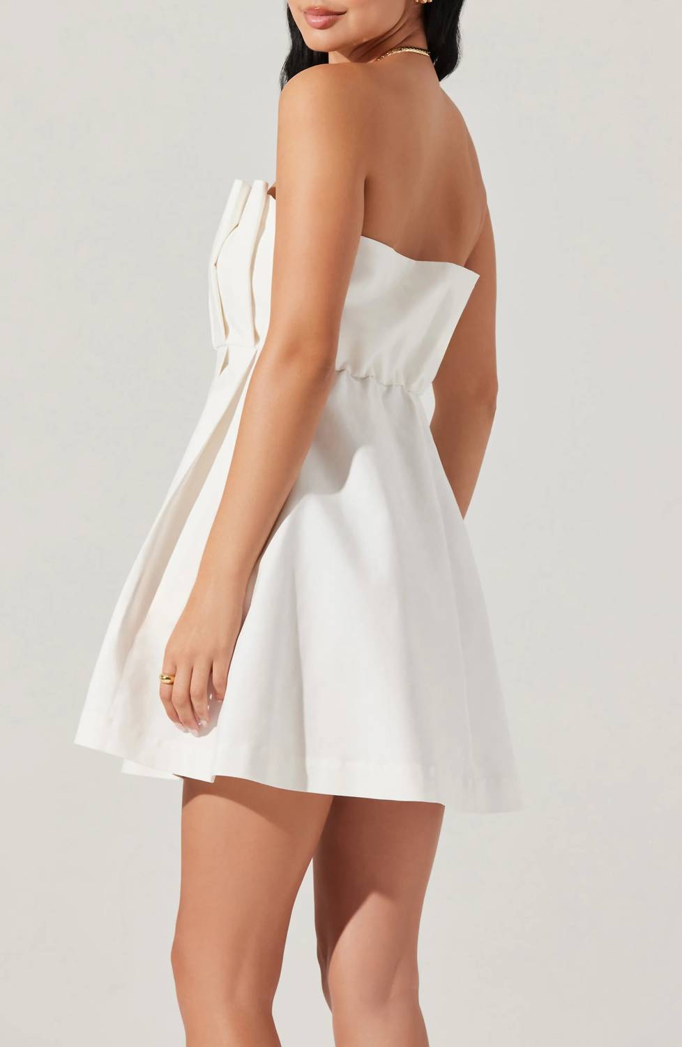Astr - Clemira Pleated Strapless Cotton Dress
