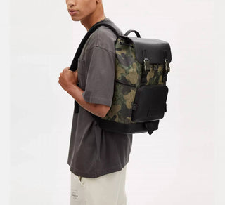 Coach - Unisex Track Backpack In Signature Canvas With Camo Print