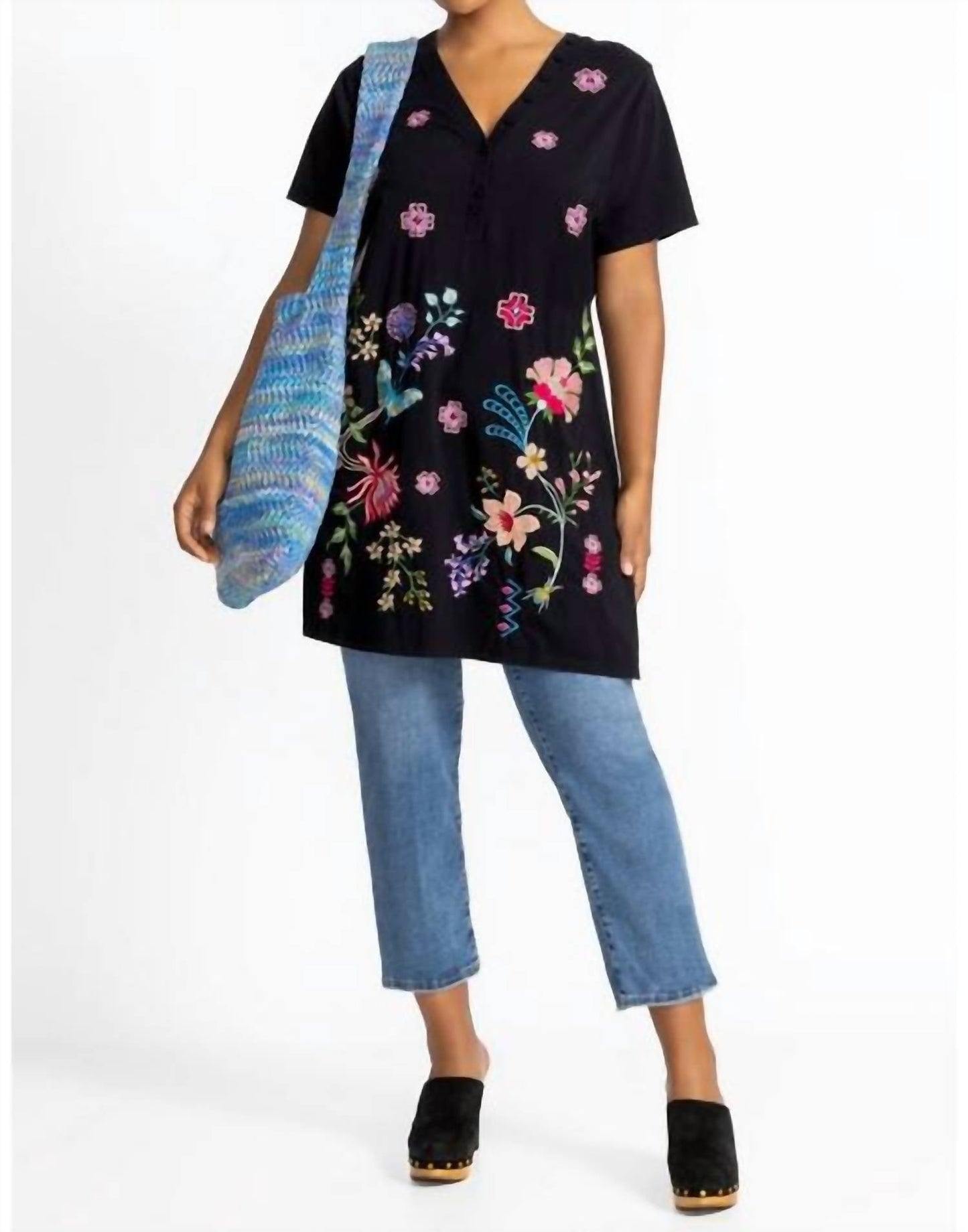 Johnny Was - Women's Button Neck Knit Dress Maureen Plus