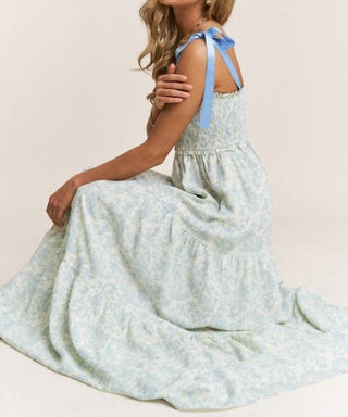 J.Nna - Vestido longo floral estilo império com camadas