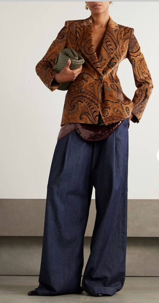 Dries Van Noten - Pila Pleated High Rise Wide Leg Jeans