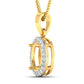 0.22 Carat Genuine White Diamond 14K Yellow Gold Semi Mount Pendant - holds 9x7mm Oval Gemstone