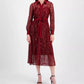 Anne Klein - Button-front Tie-waist Cabernet Dress