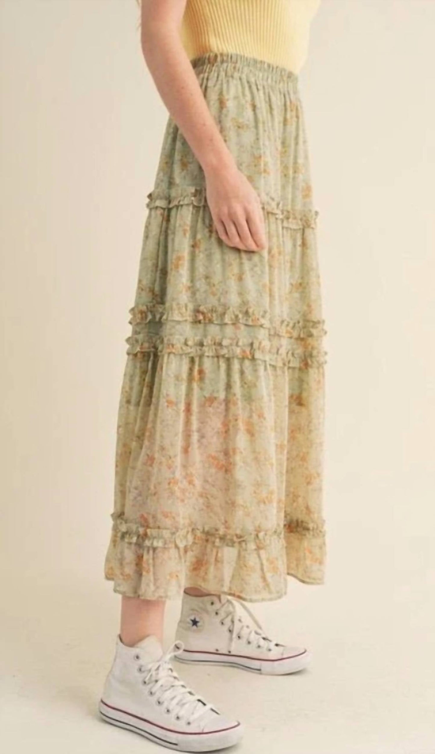&Merci - Floral Tiered Maxi Skirt
