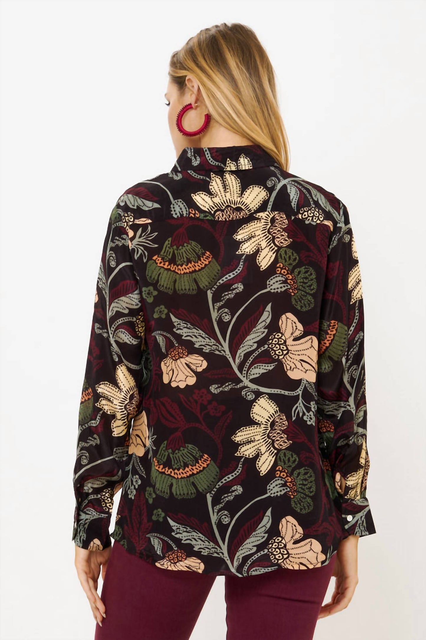 Oliphant - Turin Wine Button Down Blouse