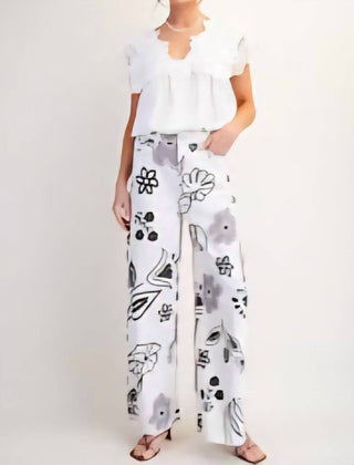 Cavalete - Calça Jeans Estampada de Perna Larga