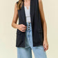 Doe And Rae - Black Shawl Neck Open Front Knit Vest Blazer