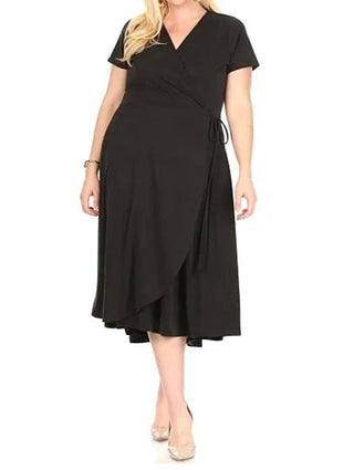 Chris & Carol - V-neck Wrap Midi Dress