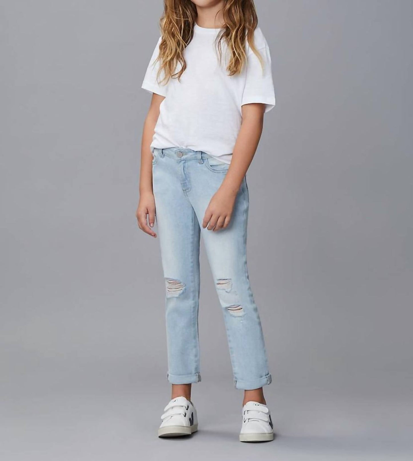 Dl1961 - Kids' - Harper Distressed Boyfriend Straight Jean
