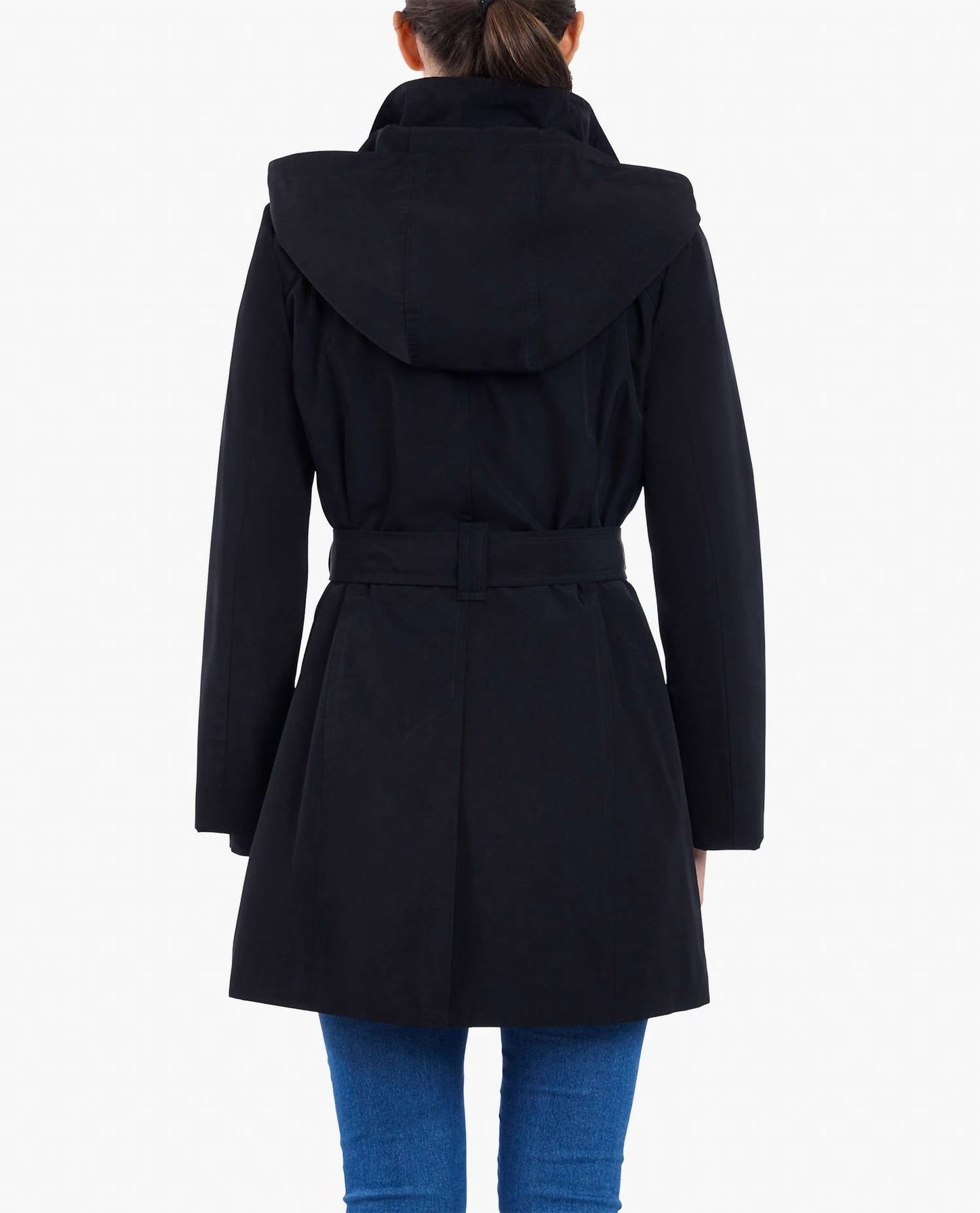 London Fog - Zip Front High-neck Hooded Trench Coat