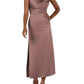 Sorella Vita - Tea-Length Charmeuse Bridesmaid dress with Skirt Slit