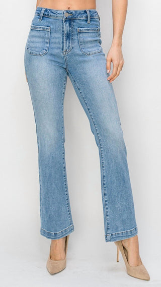 Risen - High Rise Patch Pocket Bootcut Jeans
