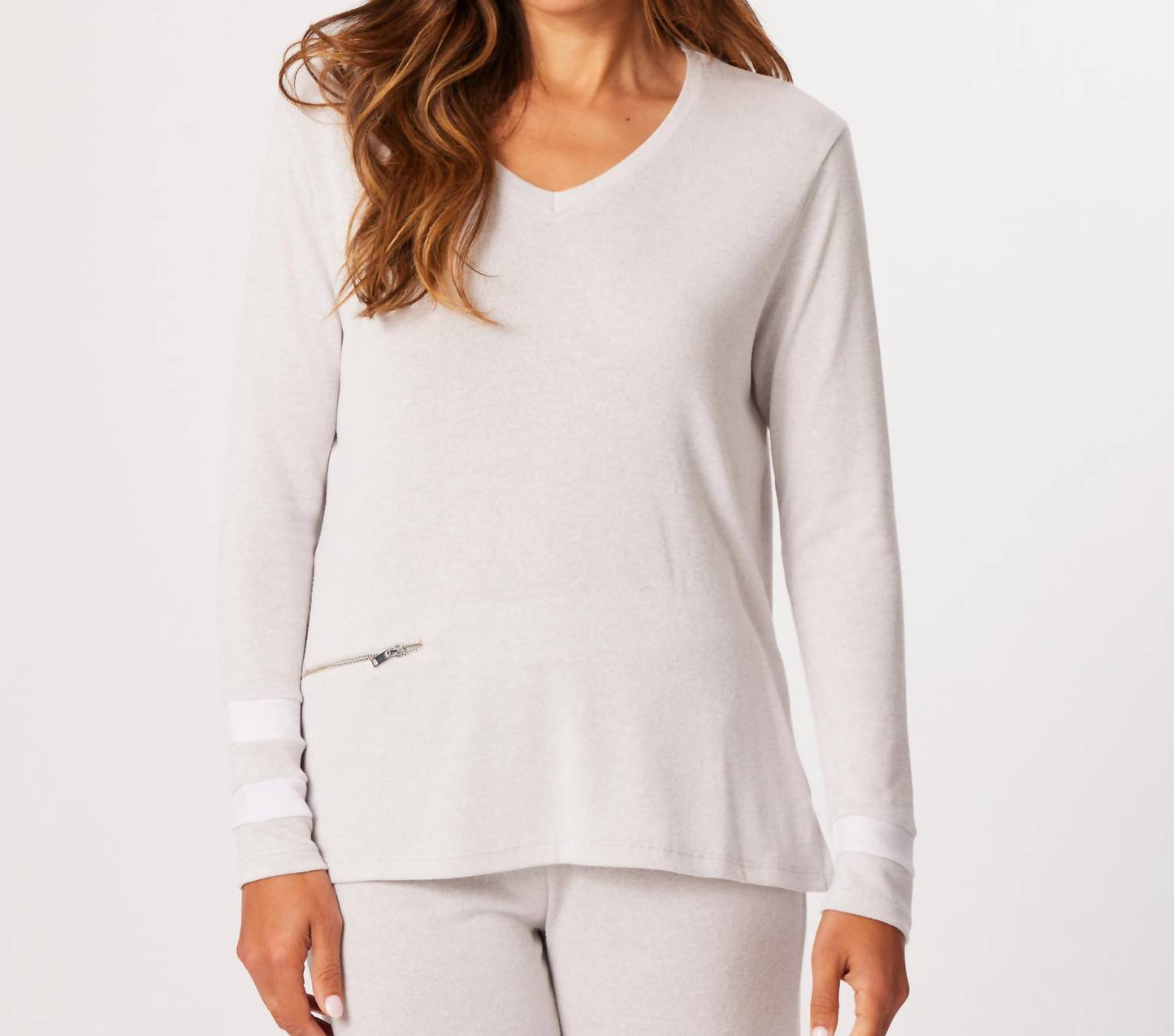 French Kyss - Zip Pocket V-Neck Top