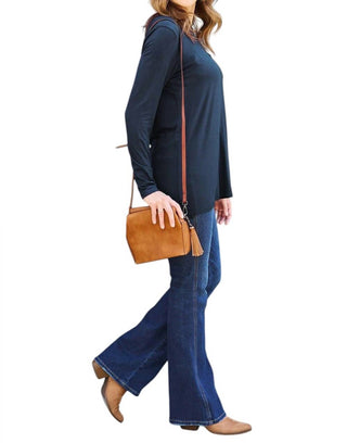 Basic Bae - Blusa de manga comprida luxuosa com bolsos