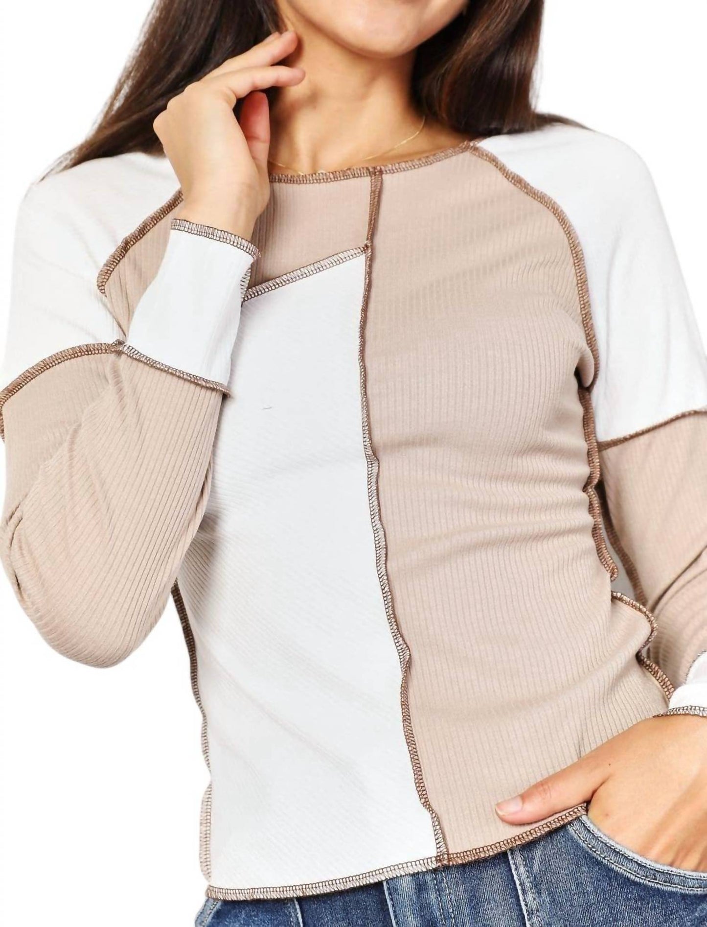 Double Take - Color Block Exposed Seam Top