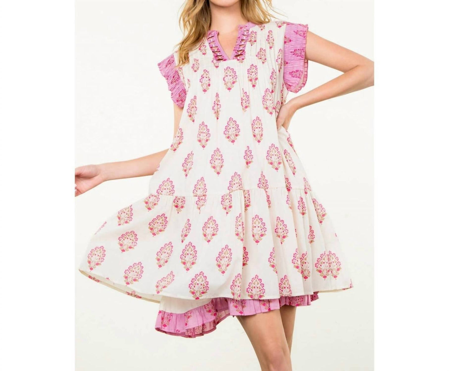 Thml - Sleeveless Pintuck Floral Print Dress