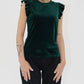 Another Love - North Ruffle Trimmed Sleeve Velvet Tank Top