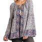 Umgee - Floral Tassel Tie Peasant Top
