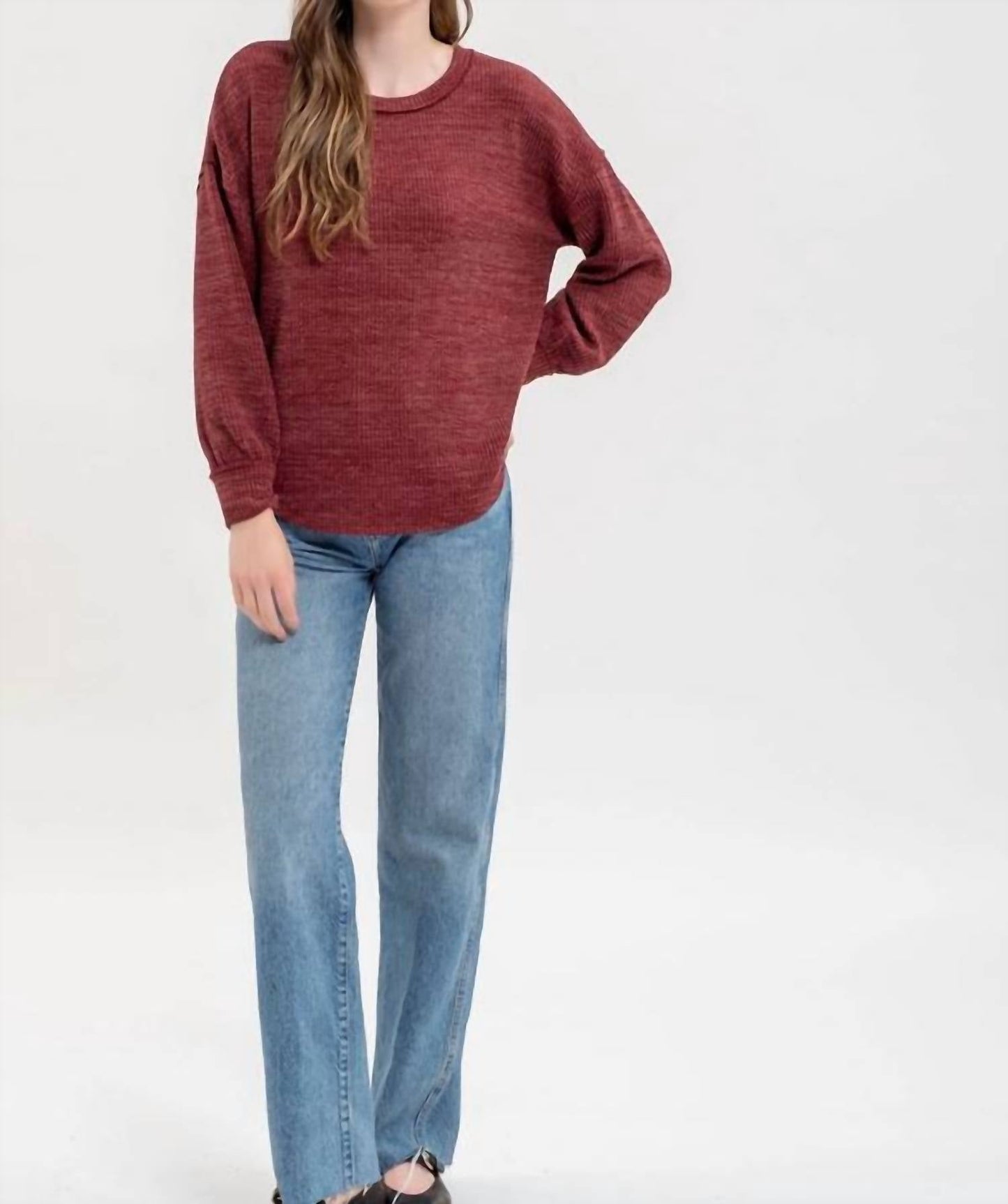 Blu Pepper - Round Neck Drop Shoulder Sweater