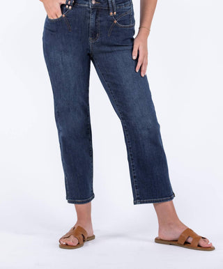 Judy Blue - Calça jeans cropped de cintura alta e perna reta Center Stage