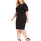 Vestido feminino Jessica Howard com acabamento em nervuras e acabamento em ilusão, preto, tamanho 20W